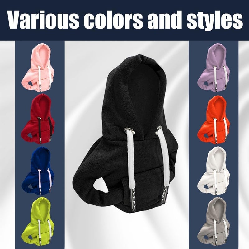 Lecctso Car Shift Knob Hoodie, Fashionable Sweater Hoodie Auto Gear Shift Knob Protector, Universal Car Interior Accessories Funny Car Shift Knob Cover for Car Truck SUV (Black) - Image 3